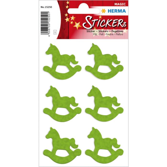 Herma MAGIC Sticker Caballo balancín, fieltro verde claro