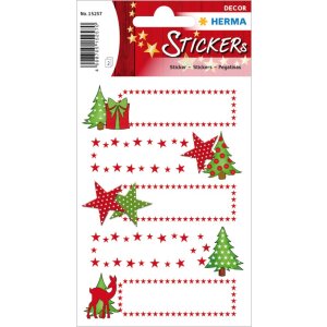 Herma DECOR pegatinas regalo estrellas + abeto, brillo