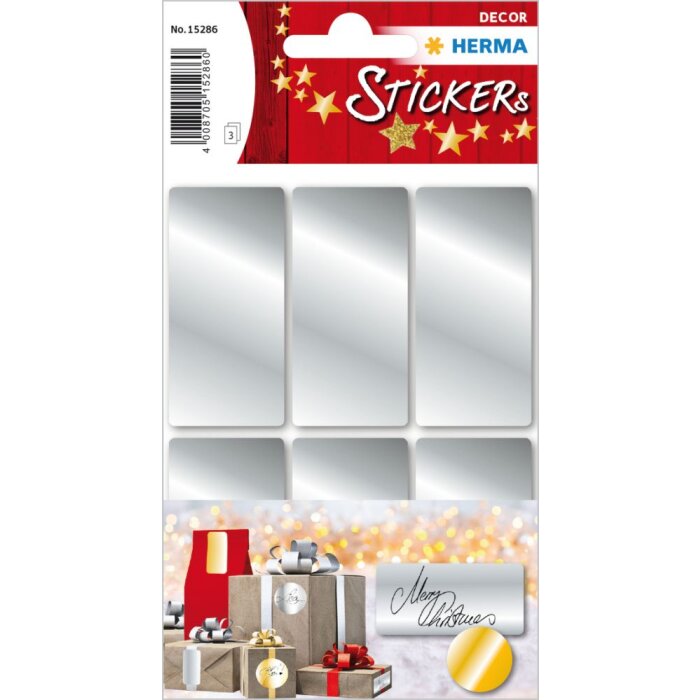 Etiquetas plateadas Herma DECOR 26 x 54 mm 18 unid.