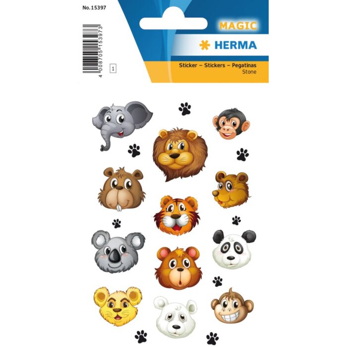 Herma MAGIC Pegatinas Caras de Animales, Piedra