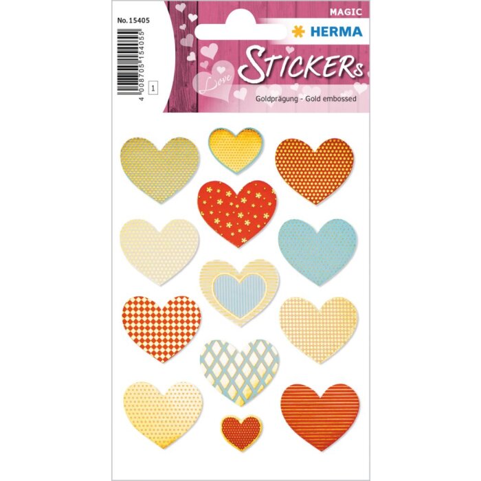 Herma MAGIC Sticker Corazón dorado, gofrado dorado