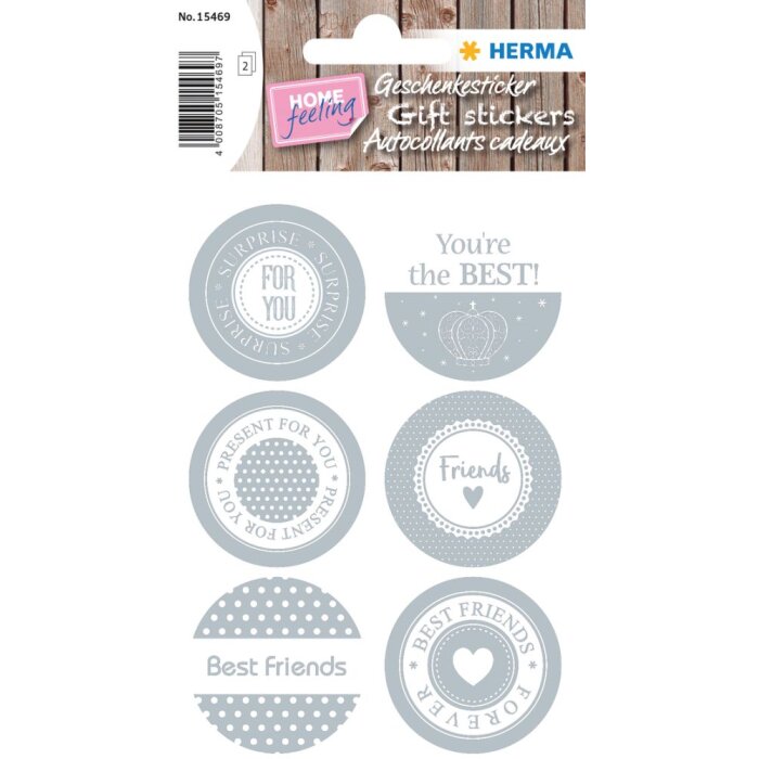 Herma HOME Pegatina Regalo HOME Pegatina Amigos, gofrado plata