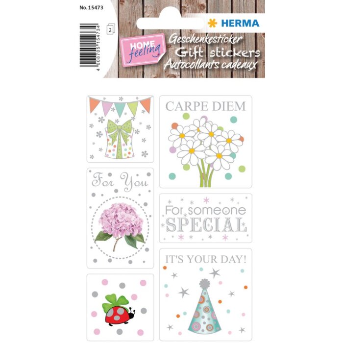 Herma HOME Sticker Sticker de regalo Buena Suerte, gofrado plateado