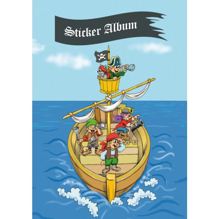 Herma Sticker Scrapbook para niños, A5, "Aventura pirata" (16 páginas, en blanco)