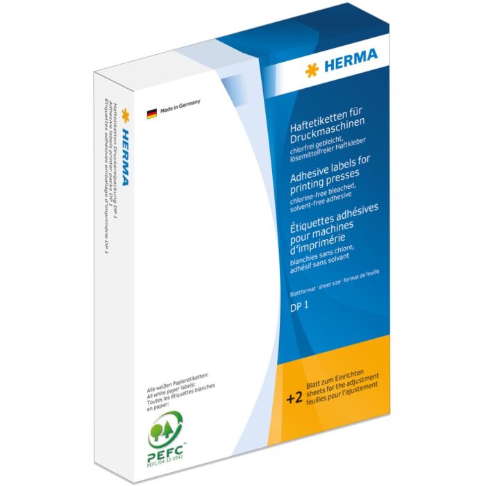 Etiquetas adhesivas Herma para máquinas de impresión DP1, Ø 40 mm, redondas, blancas, adhesivo permanente