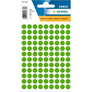 Etiquetas multiuso verde Ø 8 mm papel redondo mate...