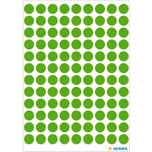 Etiquetas multiuso verde Ø 8 mm papel redondo mate...
