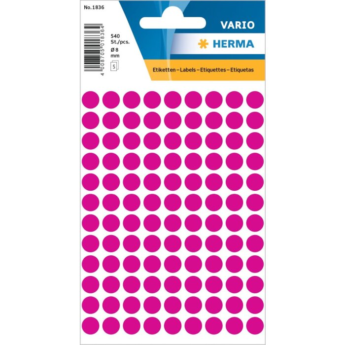 VARIO Herma Puntos de marcado rosa 8 mm