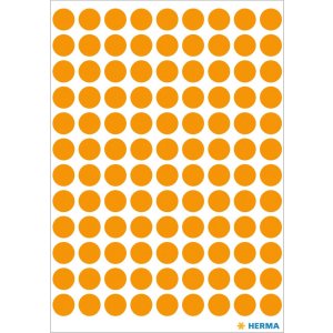 Etiquetas multiuso naranja Ø 8 mm papel redondo mate 540 unid.