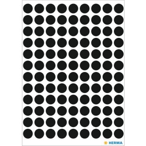 Etiquetas multiuso negras Ø 8 mm papel redondo mate 540 unid.