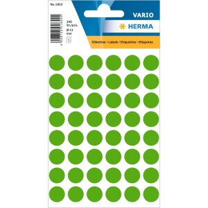 Etiquetas multiuso verde Ø 12 mm papel redondo...