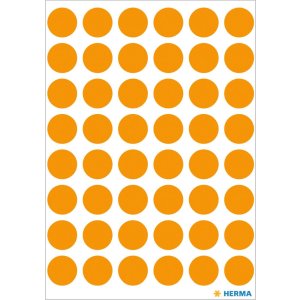 Etiquetas multiuso naranja Ø 12 mm papel redondo mate 240 unid.