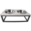 Clayre & Eef 6Y2800 Comedero Perro Gato 2x200 ml Metal Marrón Rectangular
