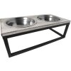 Clayre & Eef 6Y2800 Comedero Perro Gato 2x200 ml Metal Marrón Rectangular