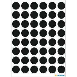 Etiquetas multiuso negras Ø 12 mm papel redondo...
