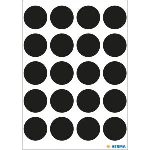 Etiquetas multiuso negras Ø 19 mm papel redondo mate 100 unid.