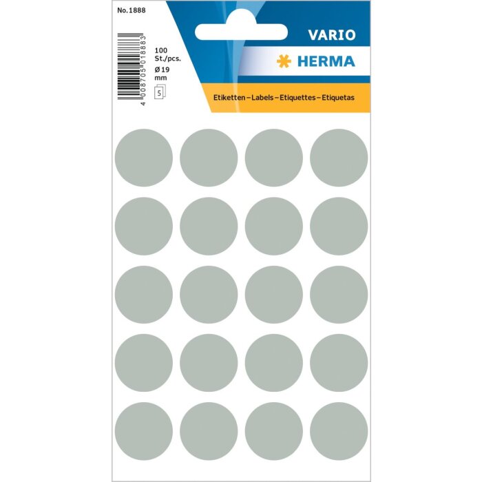 Etiquetas multiuso VARIO forma de punto gris 19 mm