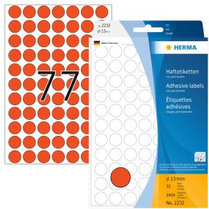 Etiquetas multiuso rojas Ø 13 mm papel redondo...