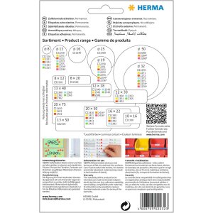 Etiquetas multiuso rojas Ø 13 mm papel redondo mate 2464 unid.
