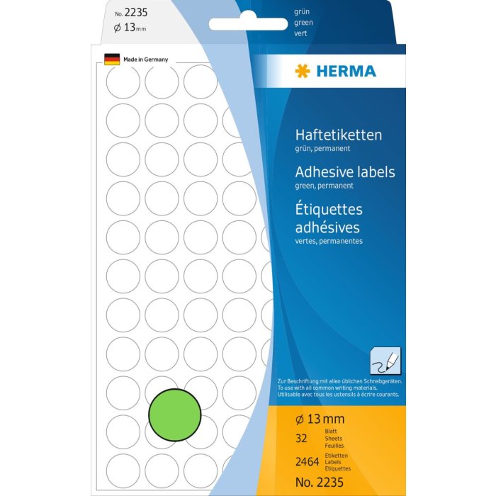 Etiquetas multiuso verde Ø 13 mm papel redondo mate 2464 unid.
