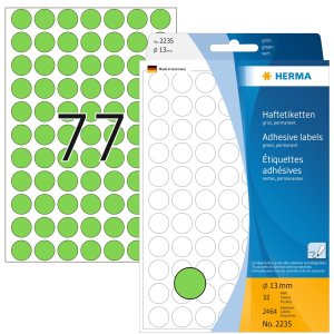 Etiquetas multiuso verde Ø 13 mm papel redondo...