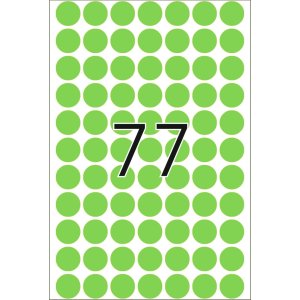 Etiquetas multiuso verde Ø 13 mm papel redondo mate 2464 unid.