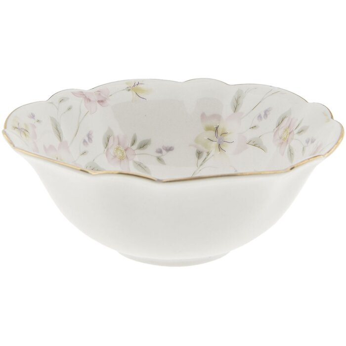 Clayre & Eef TWFBO Tazón Sopa Ø 15 cm Flores de Porcelana Multicolor Redondo