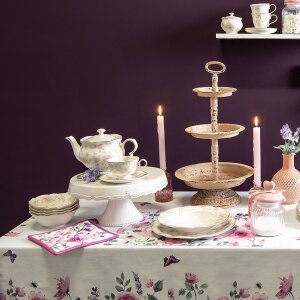 Clayre & Eef TWFBO Tazón Sopa Ø 15 cm Flores de Porcelana Multicolor Redondo