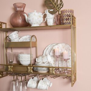 Clayre & Eef TWFBO Tazón Sopa Ø 15 cm Flores de Porcelana Multicolor Redondo