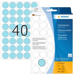Etiquetas multiuso azul Ø 19 mm papel redondo mate...
