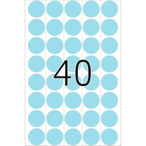Etiquetas multiuso azul Ø 19 mm papel redondo mate 1280 unid.