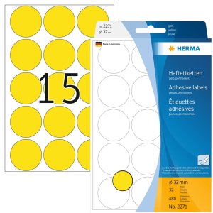 Etiquetas multiuso amarillas Ø 32 mm papel redondo...
