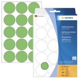 Etiquetas multiuso verde Ø 32 mm papel redondo...