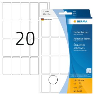 Etiquetas multiuso blancas 19x40 mm papel mate 640 unid.