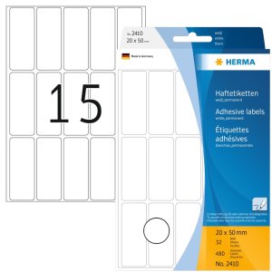 Etiquetas multiuso blancas 20x50 mm papel mate 480 unid.