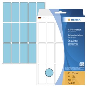 Etiquetas multiuso azul 20x50 mm papel mate 480 unid.