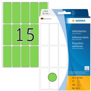 Etiquetas multiuso verde 20x50 mm papel mate 480 unid.