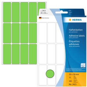 Etiquetas multiuso verde 20x50 mm papel mate 480 unid.