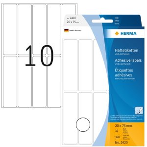 Etiquetas multiuso blancas 20x75 mm papel mate 320 unid.