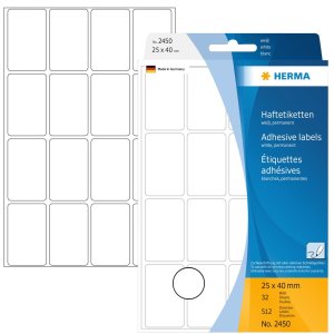 Etiquetas multiuso blancas 25x40 mm papel mate 512 unid.