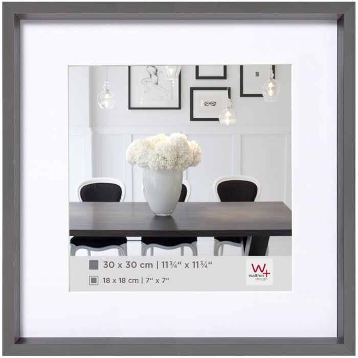 Walther Plastic Frame Steel Style 20x20 cm acero con passepartout 13x13 cm