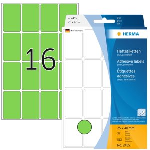 Etiquetas multiuso verde 25x40 mm papel mate 512 unid.