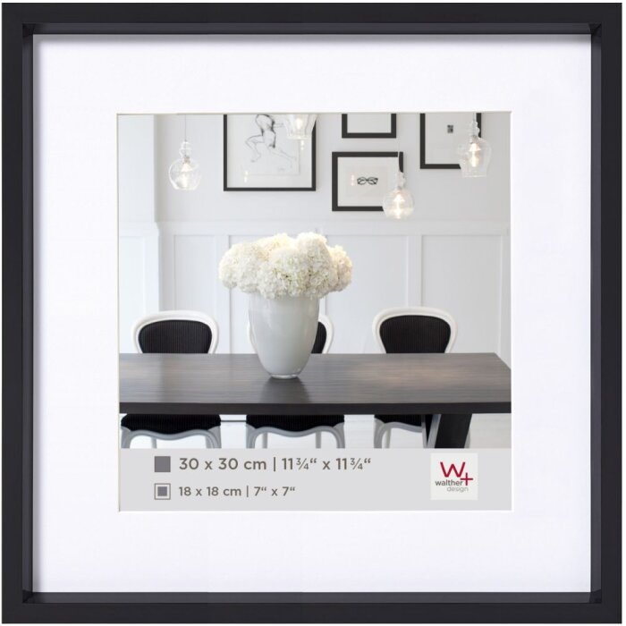 Marco de plástico Walther Steel Style negro 30x30 cm con passepartout 18x18 cm