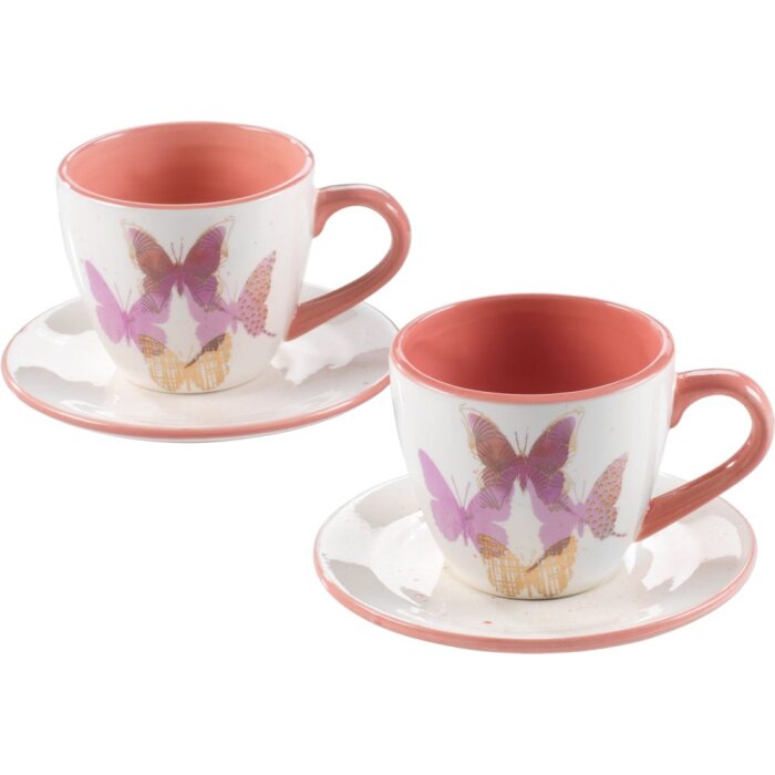 20CA1019 Mascagni Juego de 2 tazas de café rosa