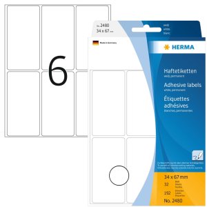 Etiquetas multiuso blancas 34x67 mm papel mate 192 unid.