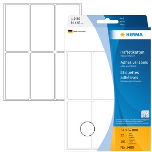 Etiquetas multiuso blancas 34x67 mm papel mate 192 unid.