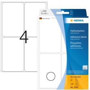 Etiquetas multiuso blancas 52x82 mm papel mate 128 unid.