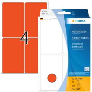 Etiquetas multiuso rojas 52x82 mm papel mate 128 unid.