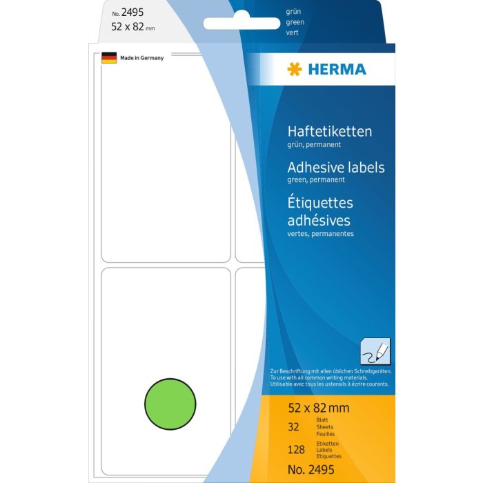Etiquetas multiuso verde 52x82 mm papel mate 128 unid.