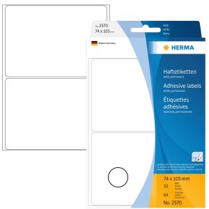 Etiquetas multiuso blancas 74x105 mm papel mate 64 unid.